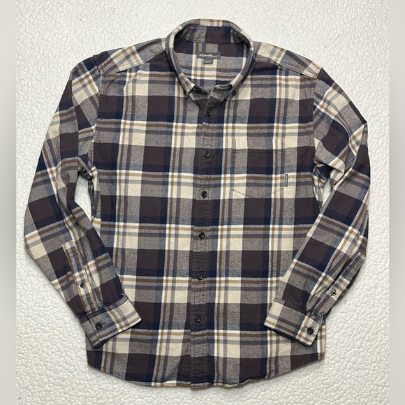 Eddie Bauer Other - Eddie Bauer Plaid Flannel Shirt Purple Cream Mens Large